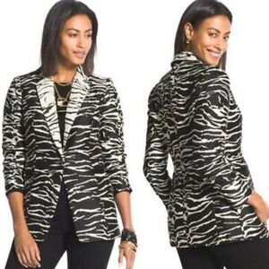 Chico's Blazer Jacket Size 0 (4) Zebra Animal NWOT